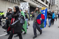 <p>Participants of an Alt-Right organized free speech event march from the Boston Common back to their vehicles on Nov. 18, 2017, in Boston, Mass. (Photo: Scott Eisen/Getty Images) </p>