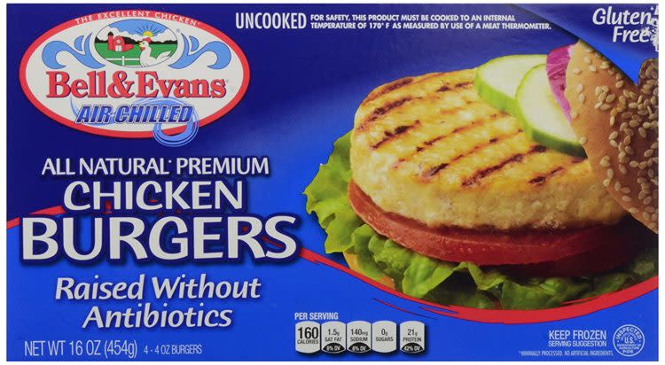 bell and evans frozen chicken burgers