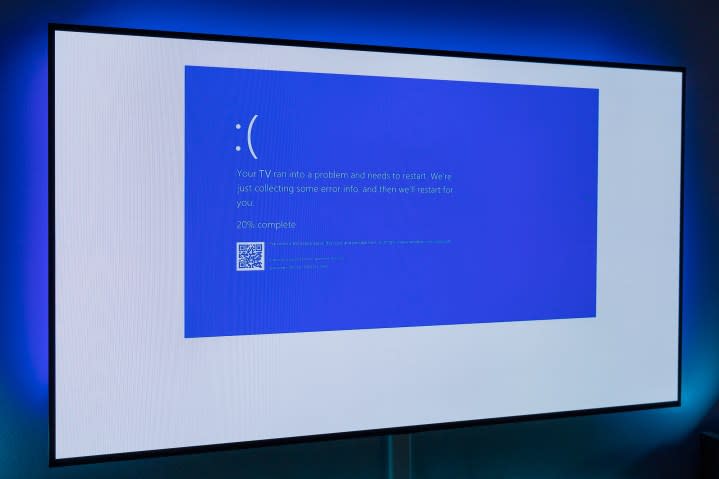 Blue screen of death on on TV.