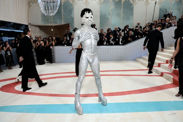 Lil Nas X goes light metal at the 2023 Met Gala. 