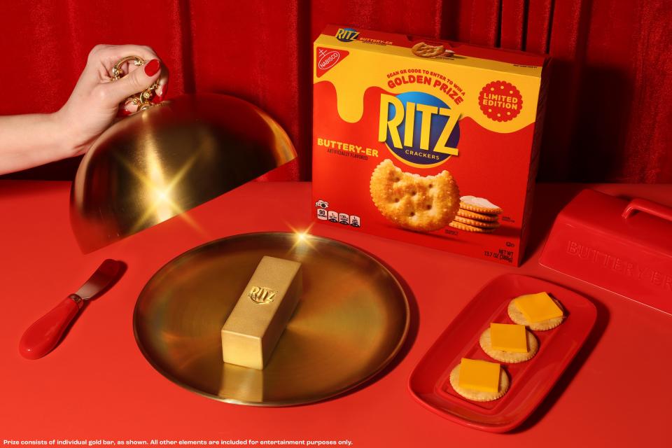 Ritz is giving customers a chance to a win a 24-karat gold bar in the shape of a stick of butter worth approximately $100,000.