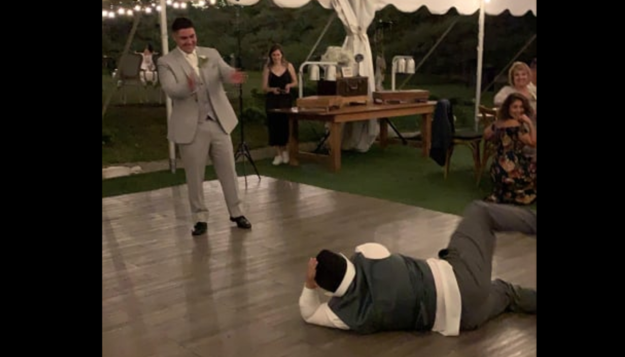 Sam Ferrell, 15, challeged the groom to an epic dance battle this weekend and the heartwarming moment was captured on video. (Photo: Matt Ferrell)