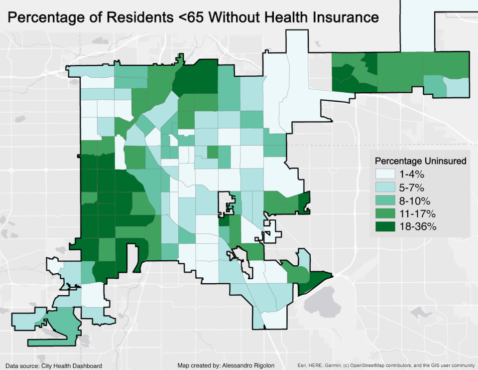 <a href="https://www.cityhealthdashboard.com/co/denver/metric-detail?metric=38" rel="nofollow noopener" target="_blank" data-ylk="slk:Denver Public Health, based on latest data from 2018;elm:context_link;itc:0;sec:content-canvas" class="link ">Denver Public Health, based on latest data from 2018</a>