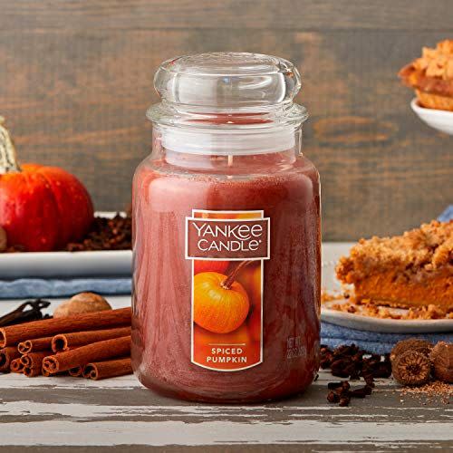 29) Yankee Candle Spiced Pumpkin Scented, Classic 22oz Large Jar Single Wick Candle, Over 110 Hours of Burn Time