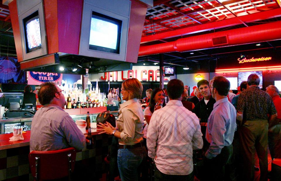 Customers mingle at the Buckeye Hall of Fame Café in 2006.