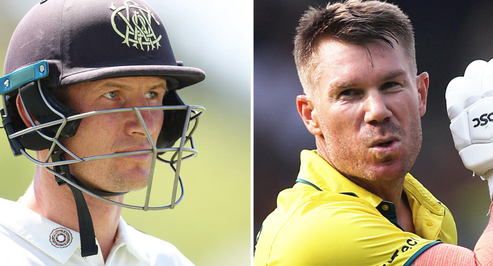 Cameron Bancroft pictured left and David Warner pictured right