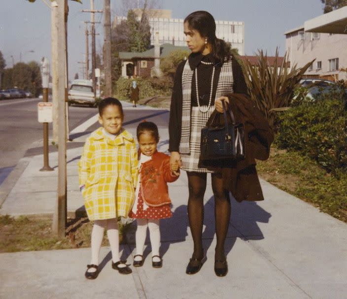 Kamala Harris, left, with her sister, Maya, and mother, Shyamala. (Courtesy of Kamala Harris)