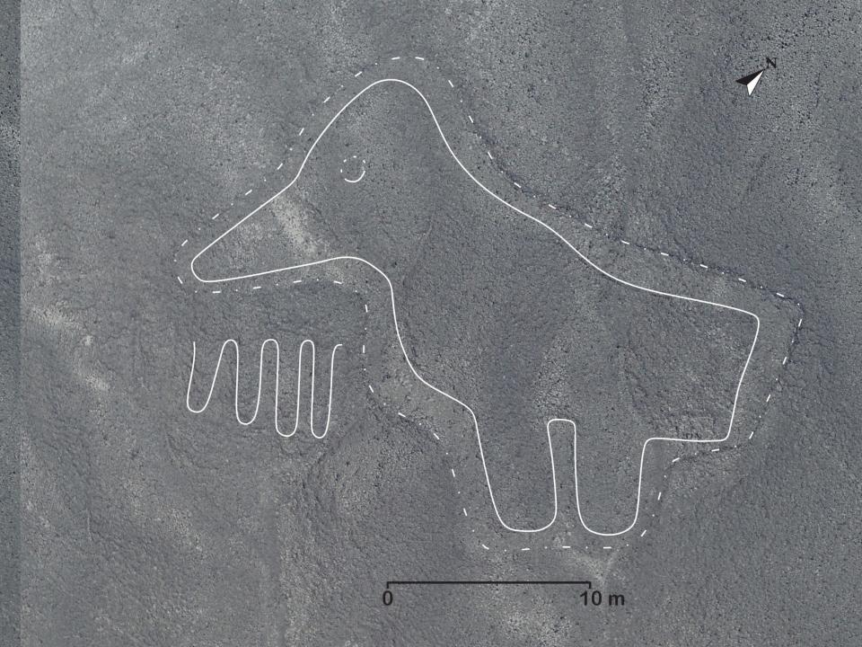 A general view shows one of the Nazca lines images found in the Nazca plain as part of research led by Peruvian and Japanese researchers from Yamagata University who discovered 168 new designs at the UNESCO World Heritage site on Peru's southern Pacific coast in this undated photo released on December 19, 2022 by Yamagata University/Handout via REUTERS THIS IMAGE HAS BEEN SUPPLIED BY A THIRD PARTY NO RESALES. NO ARCHIVES