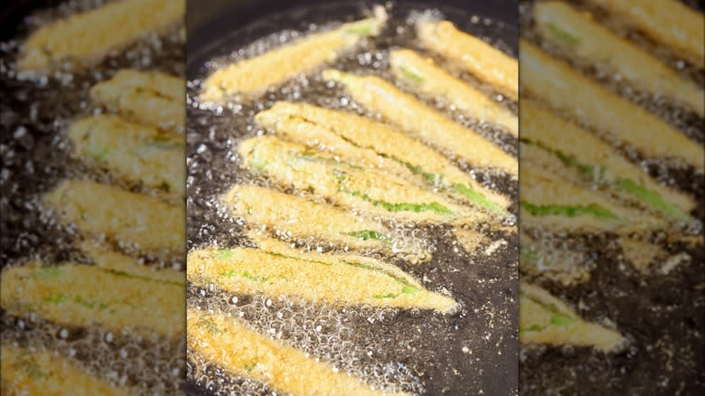 okra frying in pan