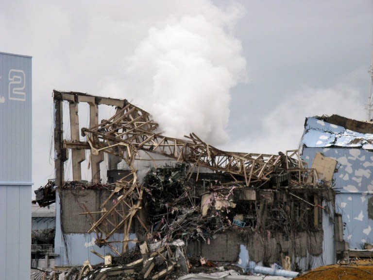 White smoke rising from the unit 3 reactor building at Fukushima nuclear power plant on March 15, 2011. Vapour has begun rising again from a reactor at the Fukushima nuclear power plant, more than two-and-a-half years after its core melted down, the site's Japanese operator said Friday