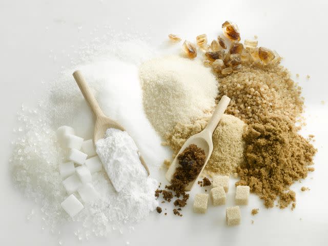 <p>Maximilian Stock Ltd. / Getty Images</p> Sugar, cube sugar, icing sugar, crystal sugar, granulated sugar, rock sugar, cane sugar, brown sugar, muscovado sugar, demerara sugar.