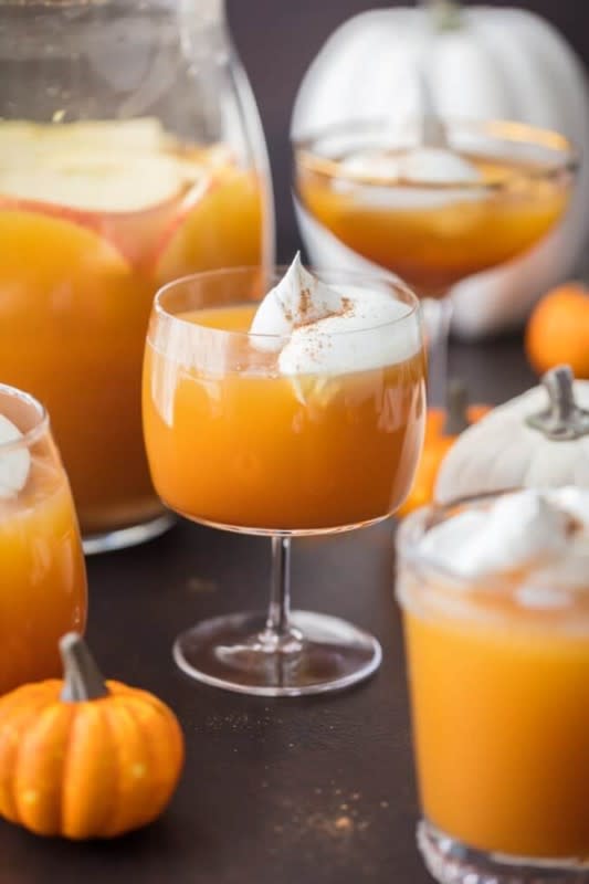 <p>The Cookie Rookie</p><p>The only thing better than enjoying a great slice of Pumpkin Pie during the holidays is being able to sip one too!</p><p><strong>Get the recipe: <a href="https://www.thecookierookie.com/pumpkin-pie-punch/" rel="nofollow noopener" target="_blank" data-ylk="slk:Pumpkin Pie Punch;elm:context_link;itc:0;sec:content-canvas" class="link rapid-noclick-resp">Pumpkin Pie Punch</a></strong></p>