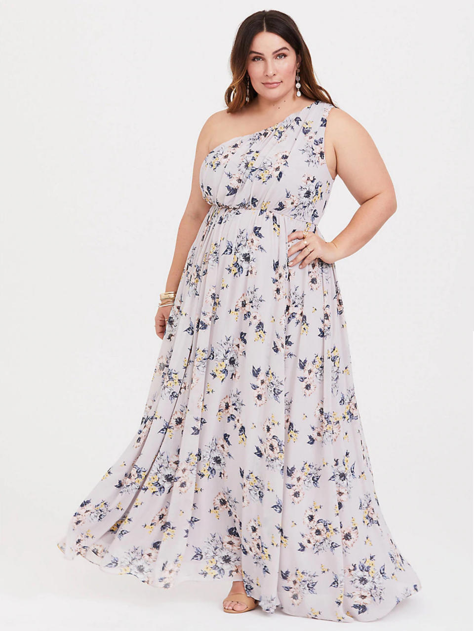 Torrid Floral One-Shoulder Chiffon Maxi Dress. (Photo: Torrid)