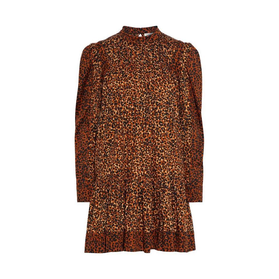 30) Amira Pintucked Leopard-Print Cotton-Voile Mini Dress