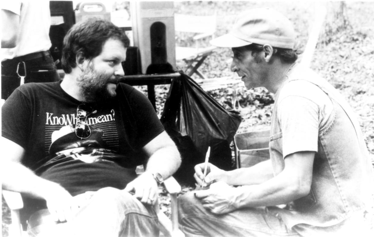 Ernest Goes to Camp director John Cherry and Varney on the set of the 1987 comedy. (Photo: ©Buena Vista Pictures/courtesy Everett Collection)