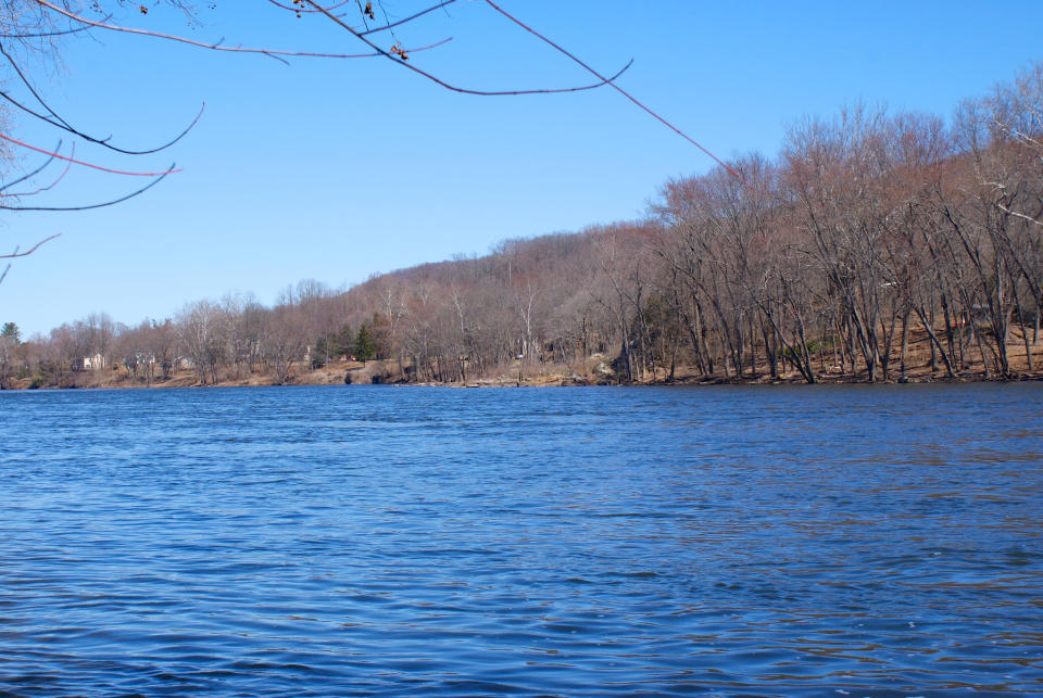 The shoreline in the borough of Riegelsville in Bucks County, Pa., is where the pipeline would cross over the Delaware River to New Jersey. (Photo courtesy of Mike Spille)