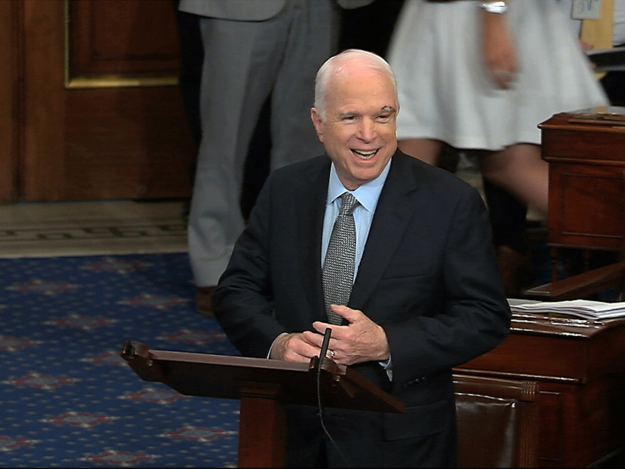 John McCain returned to the Senate for a crucial vote on health insurance: AP