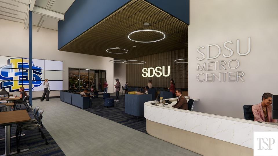A rendering of the future South Dakota State University Metro Center at the intersection of 33rd Street and Minnesota Avenue in Sioux Falls.