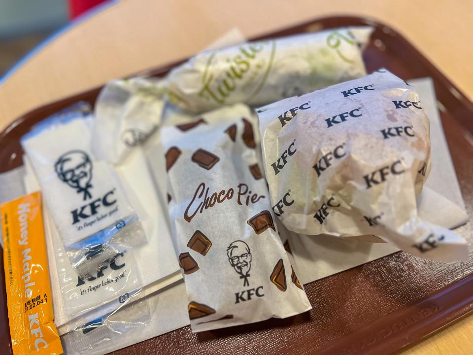 Tray of food at KFC Japan