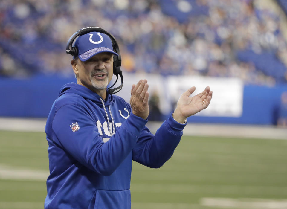 Chuck Pagano has big shoes to fill in Chicago. (AP Photo/Darron Cummings, File)