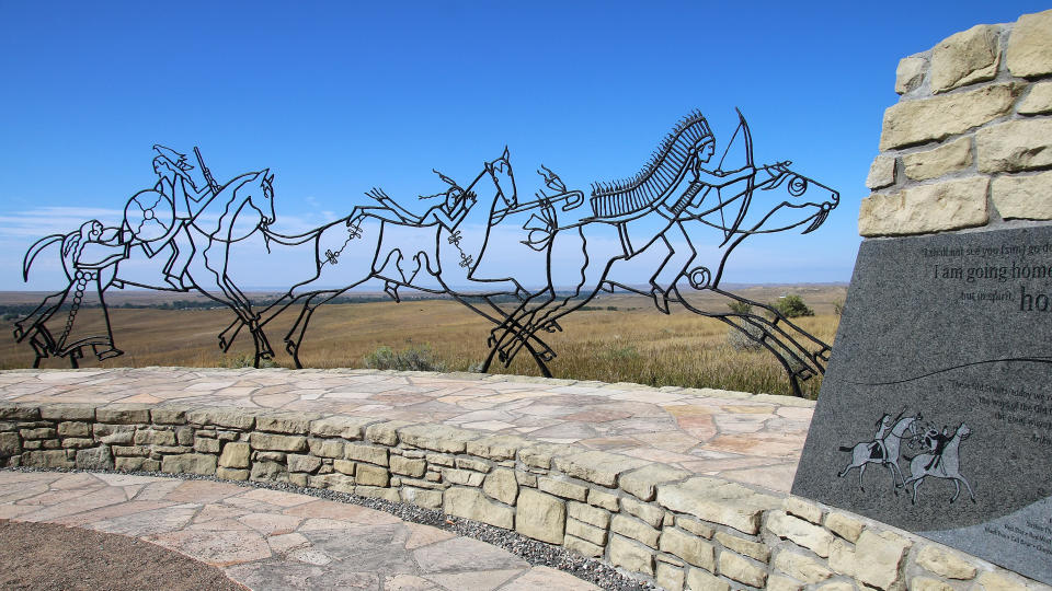 MONTANA, USA -SEPTEMBER 4: Indian Memorial at Little Bighorn Battlefield National Monument on September 4, 2015 in Montana, USA.