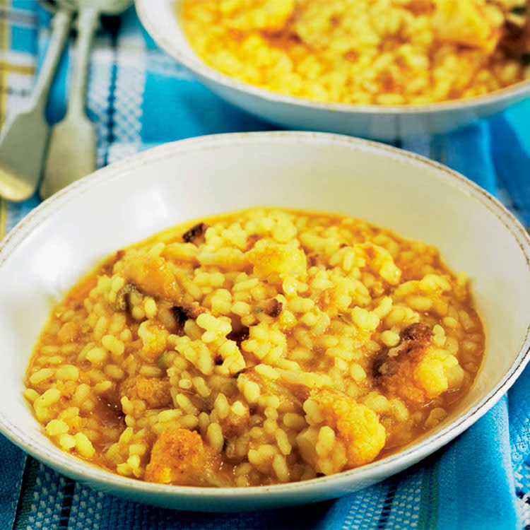 Arroz caldoso con bacalao y coliflor