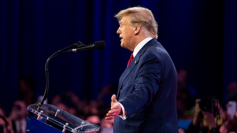 Former President Trump speaks during the Conservative Political Action Conference