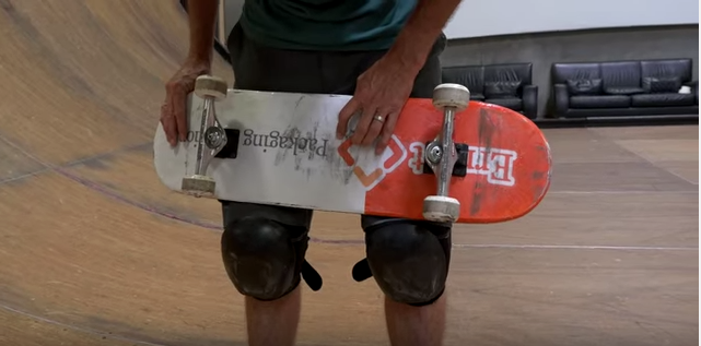 Tony Hawk Holds The Cardboard Skateboard