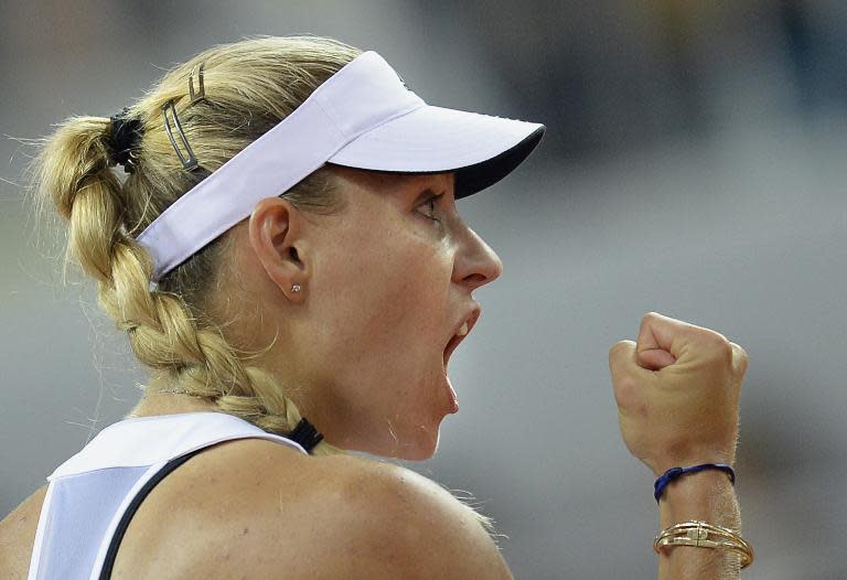 Germany's Angelique Kerber during her match against Russia's Anastasia Pavlyuchenkova in the Fed Cup world group semi-final in Sochi, southern Russia, on April 19, 2015