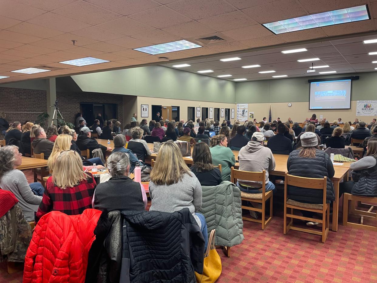 Dozens of community members attended Monday's Hartland school board meeting following a controversy over comments made by a pair of school board members.