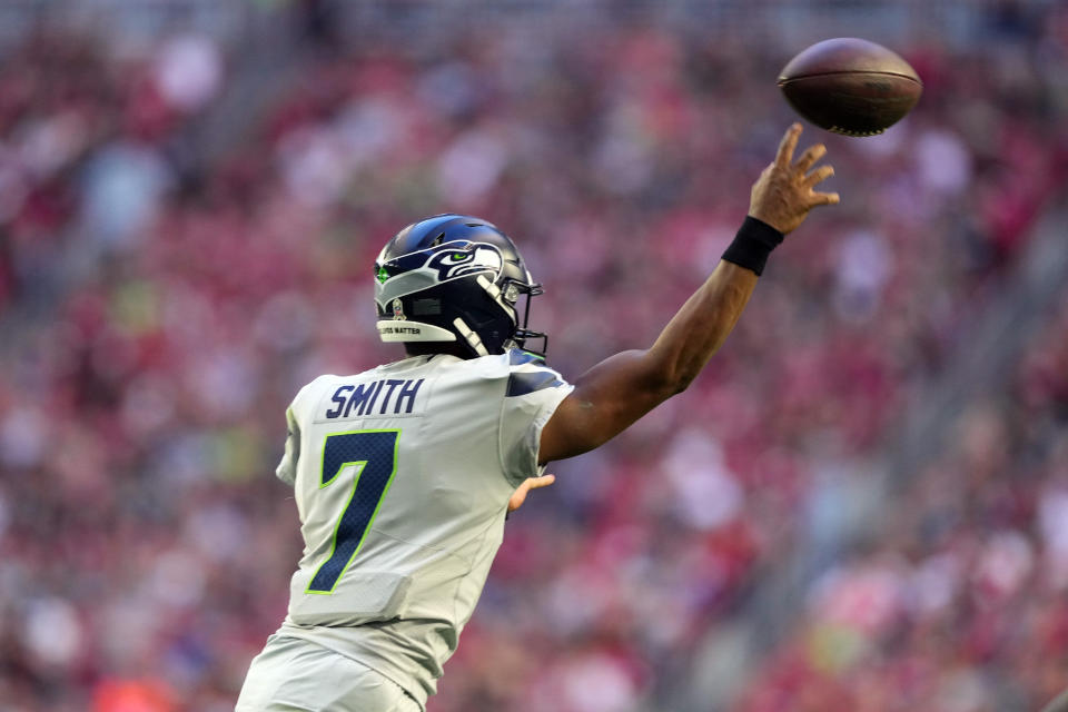 Geno Smith and the Seahawks are flying high this season, and now they face the Buccaneers in the NFL&#39;s first regular season game in Germany. (Joe Camporeale-USA TODAY Sports)