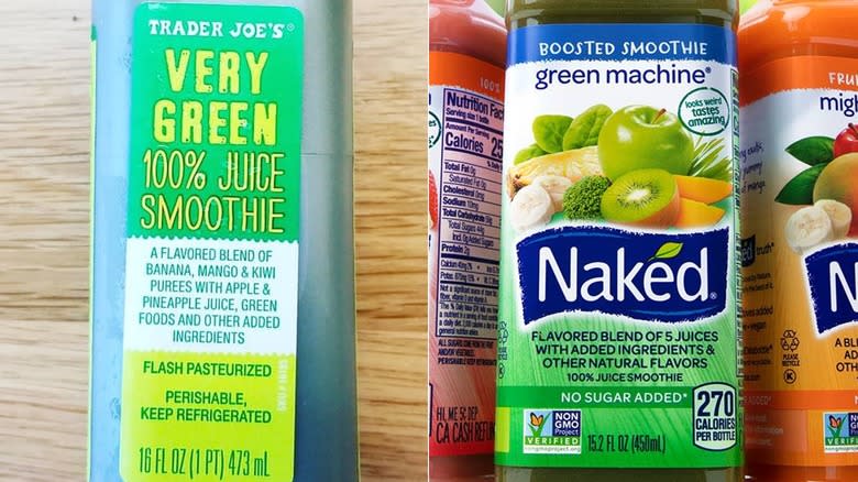 Trader Joe's and Naked green juice bottles