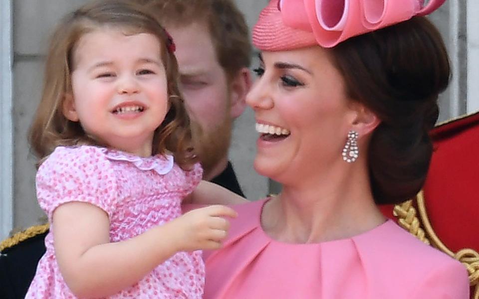 The Duchess of Cambridge and Princess Charlotte watch Trooping the Colour  - Credit: James Whatling/James Whatling