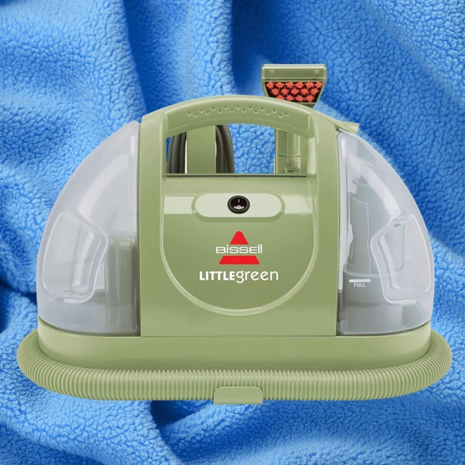 Possibly one of the most adored Bissell products on the market, this portable and multi-purpose carpet and upholstery cleaner has over 40,400 five-star-ratings on Amazon and effectively removes tough stains through a combination of suction and spraying power. While it doesn't handle pet hair removal like the products above, it can help you get rid of that sticky grossness sometimes left by hairballs (and it definitely addresses so many other pet messes — you know the ones). The scrubbing stain tool has a self-cleaning function to save you time and effort.Promising Amazon review: 