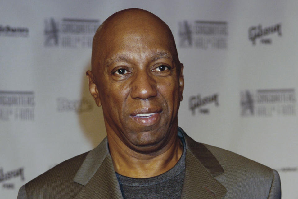 FILE - Motown's Barrett Strong arrives at the induction ceremony for 35th annual National Academy of Popular Music/Songwriters Hall of Fame in New York on June 10, 2004. Strong, one of Motown’s founding artists and most gifted songwriters who sang lead on the company’s breakthrough single “Money (That’s What I Want)” and later collaborated with Norman Whitfield on such classics as “I Heard It Through the Grapevine,” “War” and “Papa Was a Rollin’ Stone,” has died. He was 81. His death was announced Sunday, Jan. 29, 2023, by the Motown Museum. (AP Photos/Louis Lanzano, File)