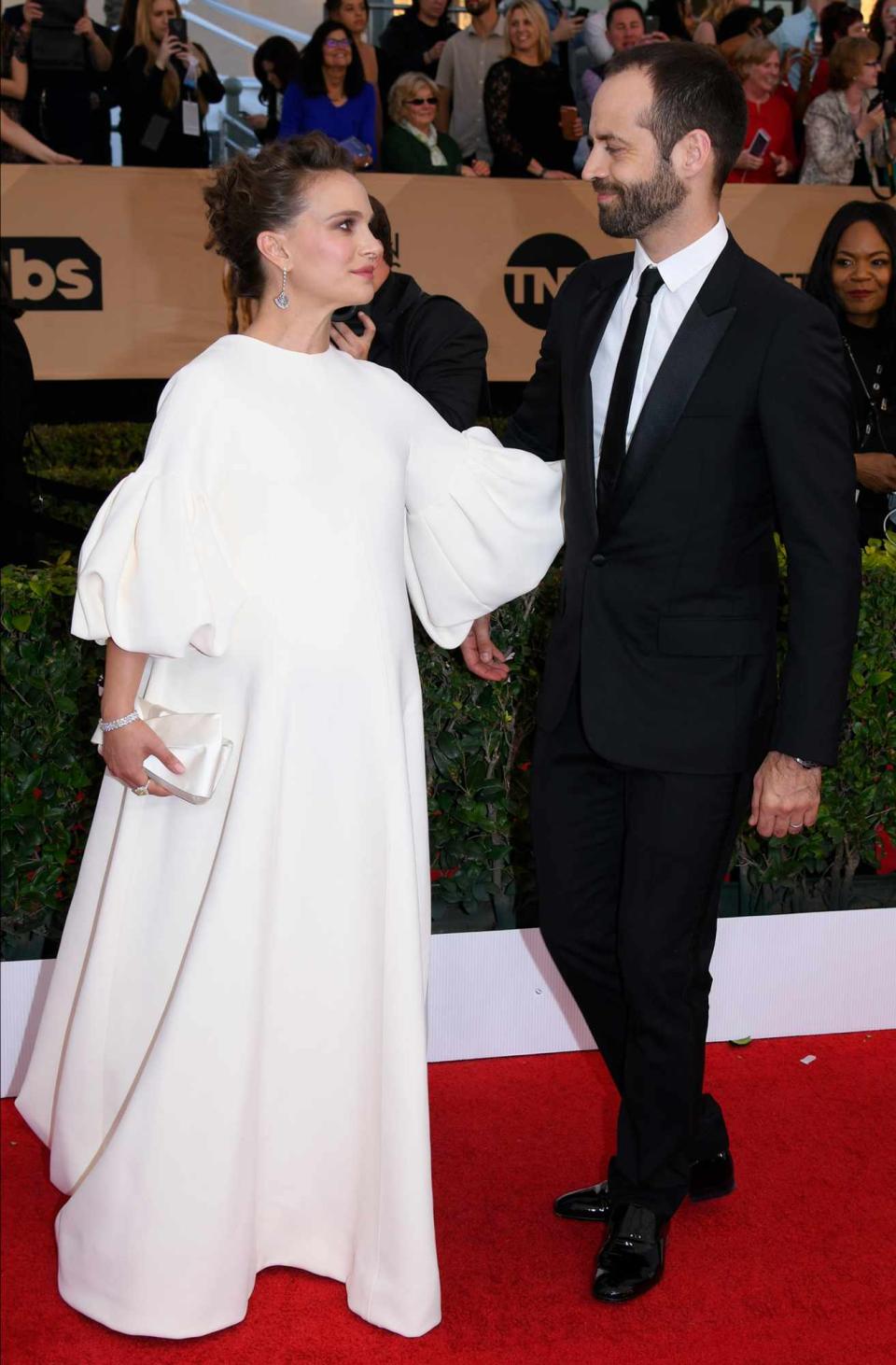Benjamin Millepied and Natalie Portman on the red carpet at 23rd Annual Screen Actors Guild Awards at The Shrine Expo Hall in Los Angeles on Sunday, January 29, 2017