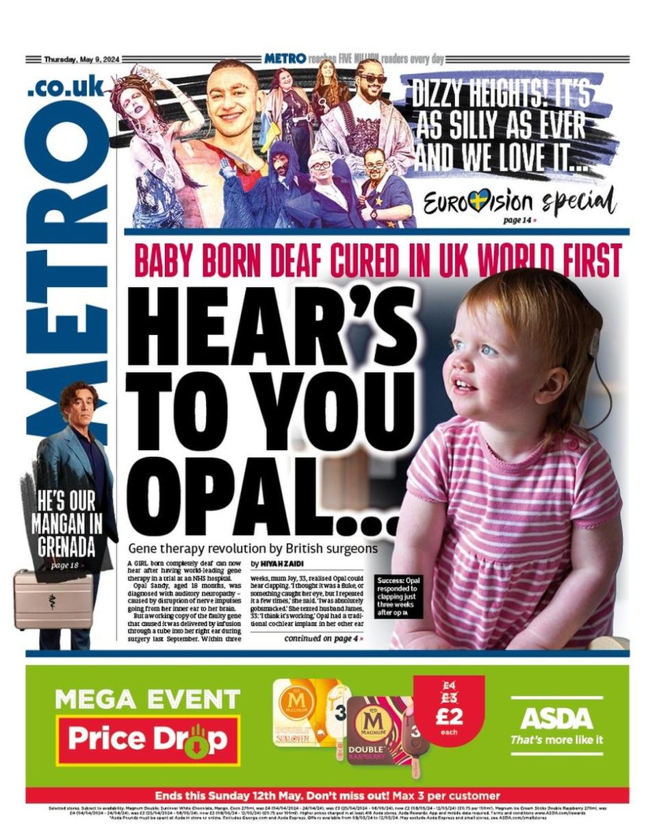 The Metro front page
