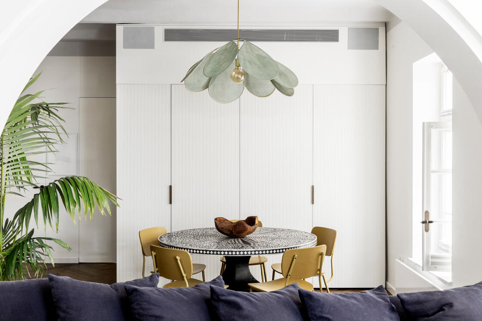 an all white dining room