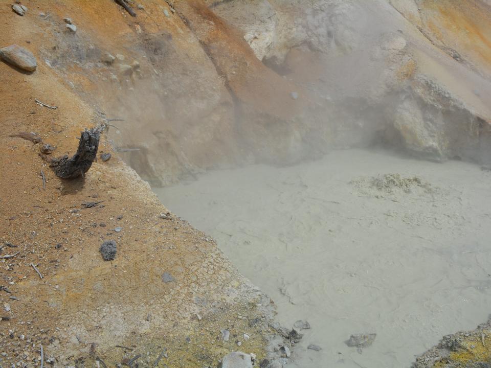 A murky, bubbly pot at Lassen Volcano National Park.