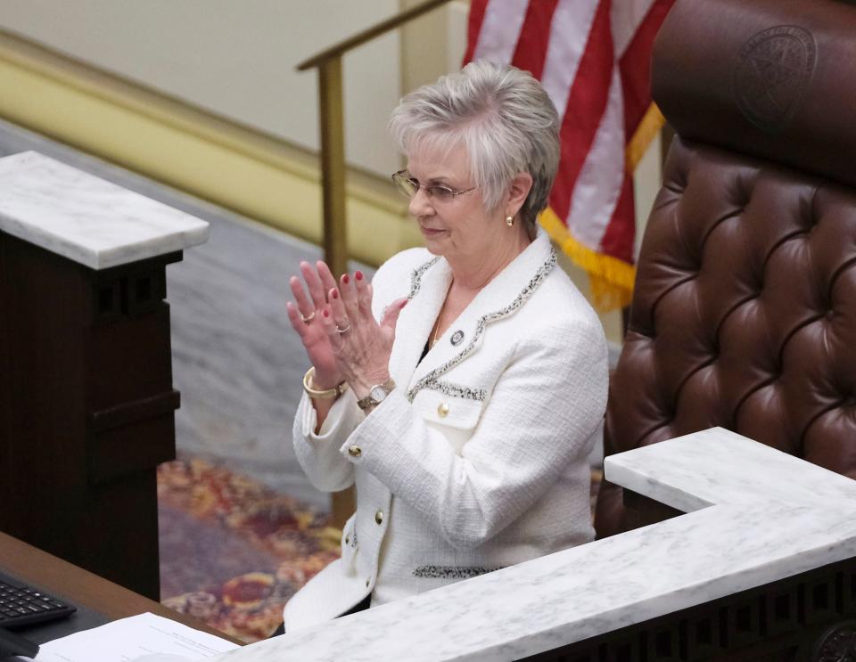 State Sen. Julie Daniels, R-Bartlesville, presides over the Senate on the second day of the 2023 legislative session.