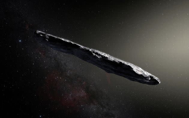 Illustration d'artiste de 'Oumuamua, le premier objet interstellaire confirmé jamais repéré dans notre système solaire (Photo: Handout . via Reuters)