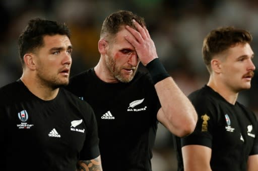 Kieran Read (C) still appeared shaken after failing to lead the All Blacks to a third successive title