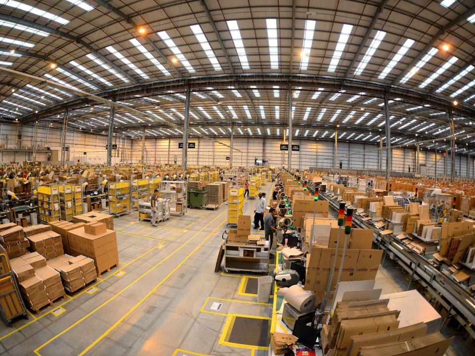 Amazon's fulfilment centre in Peterborough gearing up for Black Friday and Cyber Monday (AFP/Getty Images)