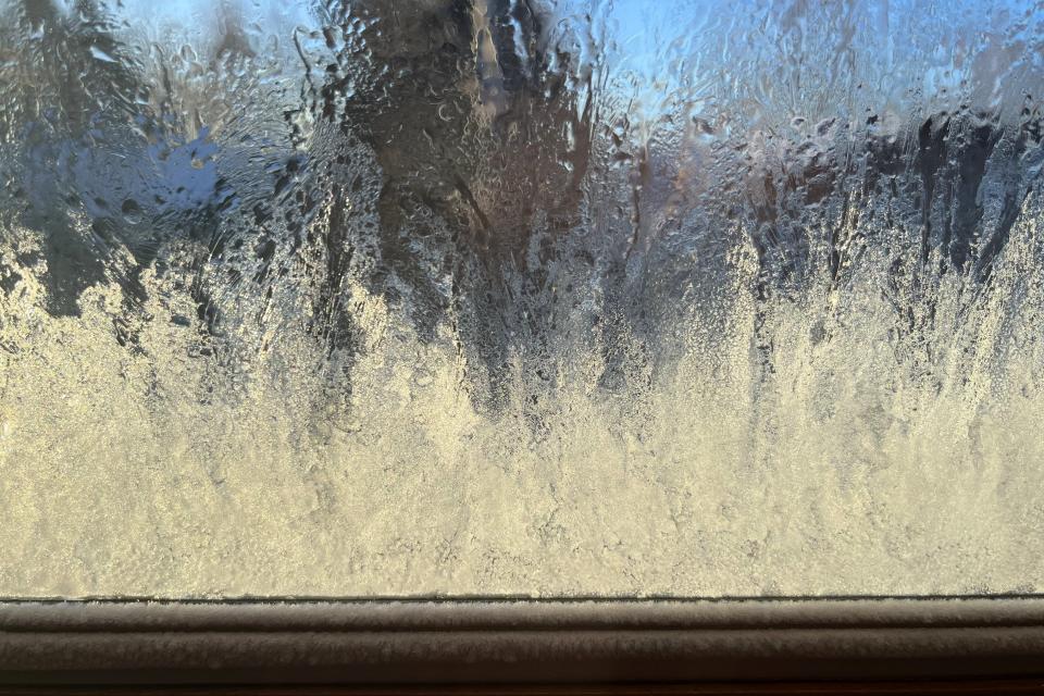 Janet Baniewich of Billings, Montana, used an Apple iPhone 13 to photograph condensation and ice on a window at her home on a negative 27 degree day.