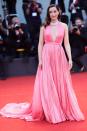 <p>The star of Blonde went full Marilyn in a plunging, bright pink plissé gown by Louis Vuitton.</p>