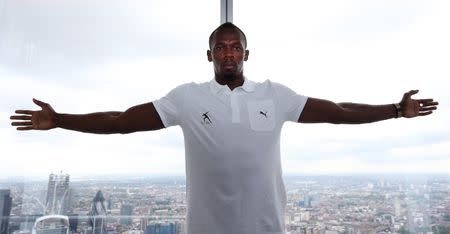 Athletics - Usain Bolt visits the Shard ahead of the Sainsbury's Anniversary Games - The Shard, London - 25/7/13 Jamaica's Usain Bolt visits the Shard ahead of the Sainsbury's Anniversary Games Mandatory Credit: Action Images / Steven Paston Livepic