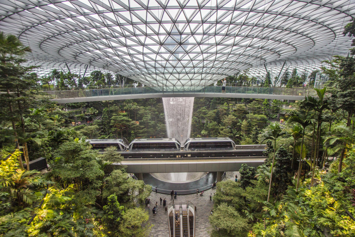 Riding Skytrain from Terminal 3 to Terminal 1, Changi Airport Singapore 