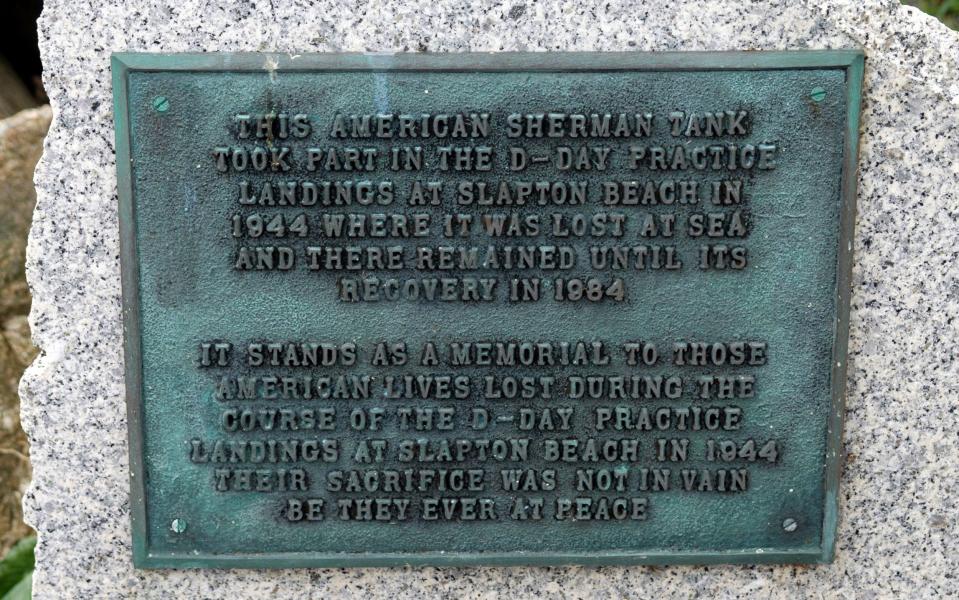 A commemorative plaque at Slapton Sands - Dean Murray/Shutterstock