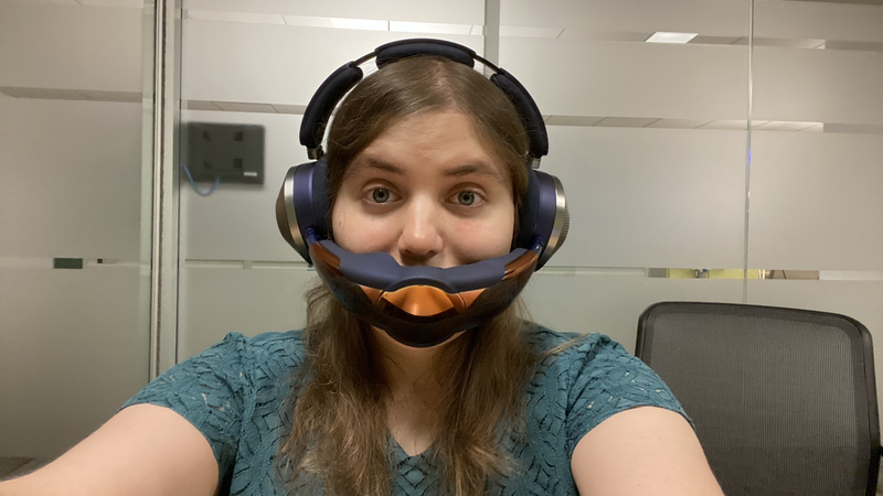 Wearing Dyson Zone Headphones