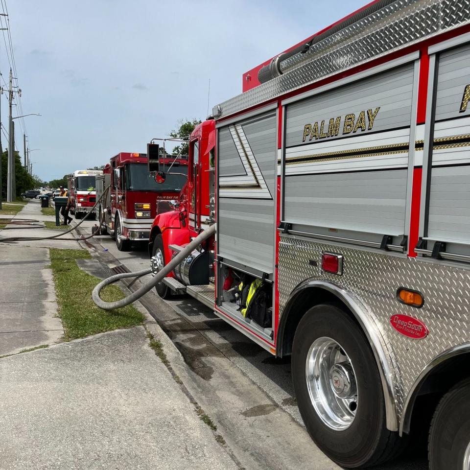 Palm Bay Fire Rescue said it received reports of the fire Tuesday afternoon on Emerson Drive.